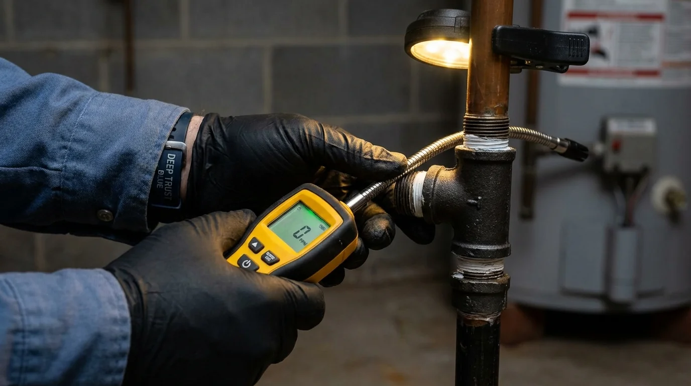 Gas leak detection with electronic sniffer by Johns Plumbing LLC in Luttrell