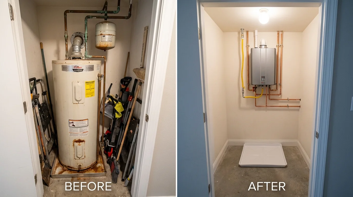 Tank water heater versus wall-mounted tankless unit comparison for Luttrell, TN homeowners